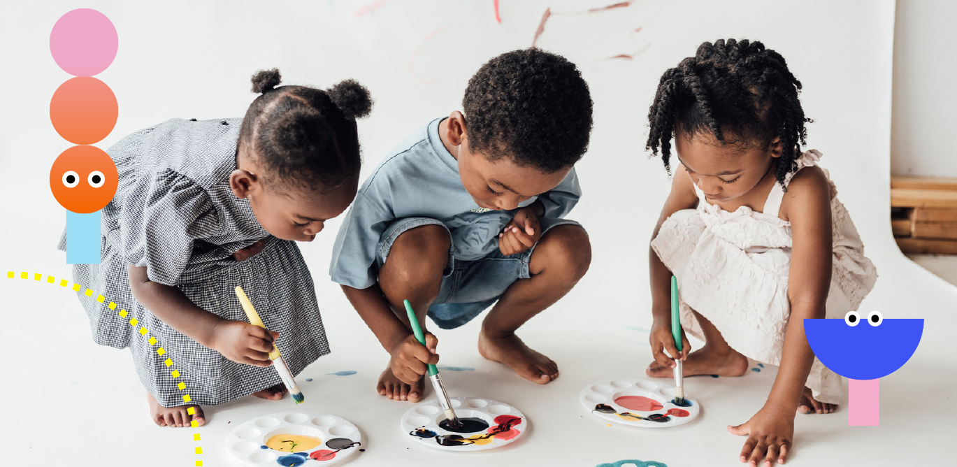Toddlers Using Paint and Paint Brushes